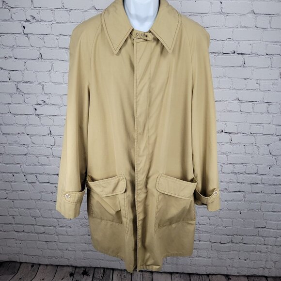 Winners Circle By Rainfair Tan Buttoned Lined Lightweight Trench Coat Size 42R - Picture 1 of 16